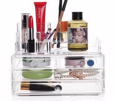 Acrylic display stand manufacturers  customize plastic makeup organizers with drawers NMD-161