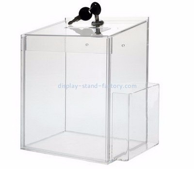 Suggestion box supplier customized acrylic donation box with lock and sign holder NAB-252