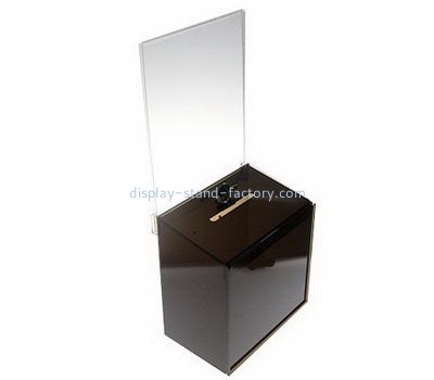 Bespoke black lucite donation box with lock NAB-455