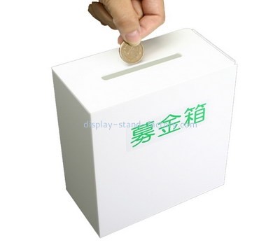 Bespoke acrylic white cash donation box NAB-569