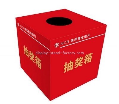 Bespoke red acrylic raffle drawing box NAB-571