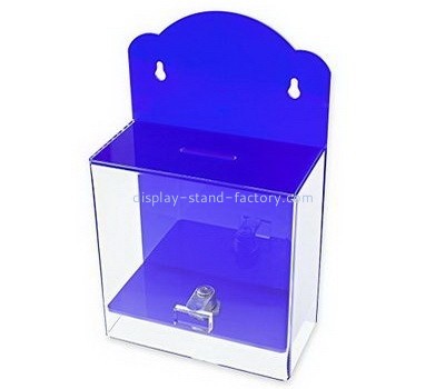 Customize blue acrylic wall mounted collection box NAB-650