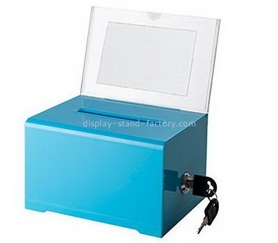 Customize blue acrylic donation boxes cheap NAB-654