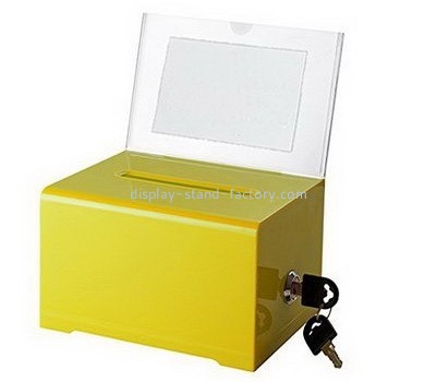 Customize yellow acrylic lockable donation box NAB-655