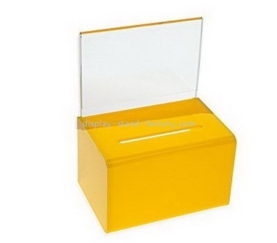 Customize yellow acrylic donation boxes cheap NAB-659