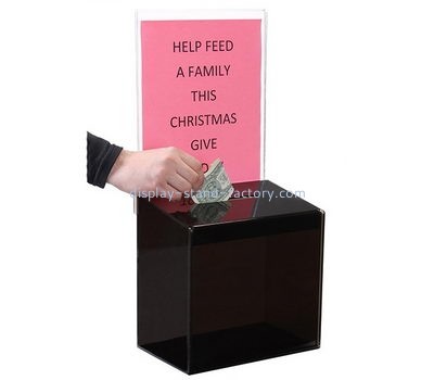 Customize black acrylic donation box NAB-776