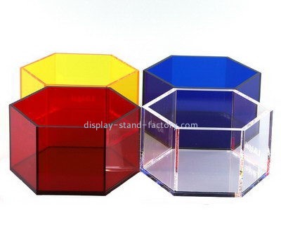 Customize lucite hexagon display case NAB-969
