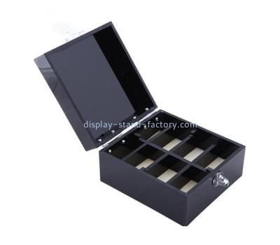 Customize 8 grids black acrylic box with lid NAB-1146