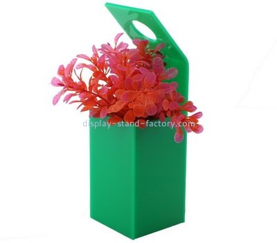 Custom green acrylic flower box with handle NAB-1238