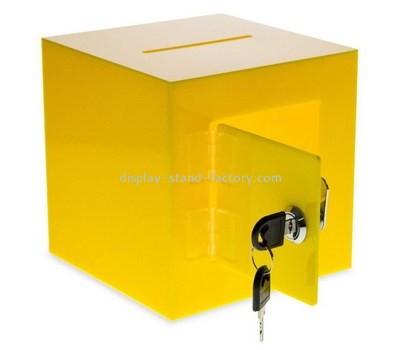 Custom yellow acrylic charity box NAB-1246
