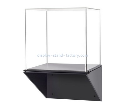 Custom wall clear acrylic display case with black base NAB-1275