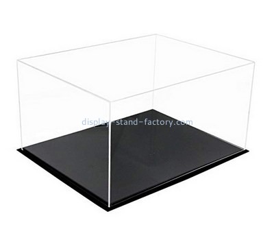 Custom 5 sided clear acrylic display box with black base NAB-1279