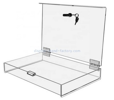 Custom flat clear acrylic lockable box NAB-1323