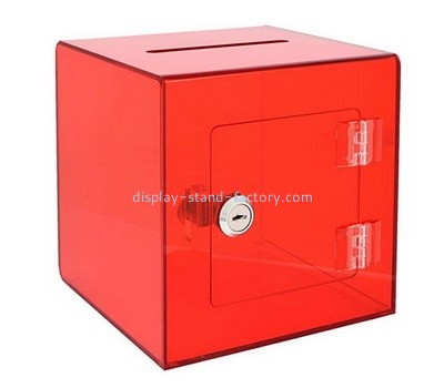 Custom red acrylic lockable donation box NAB-1334