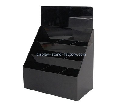Custom tiered black acrylic brochure holder NBD-647