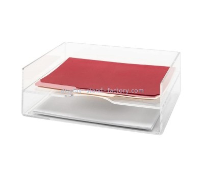 Custom clear acrylic lucite desktop 2-tier letter tray, desk organizer double tray for Paper, Files, Folders NBD-726