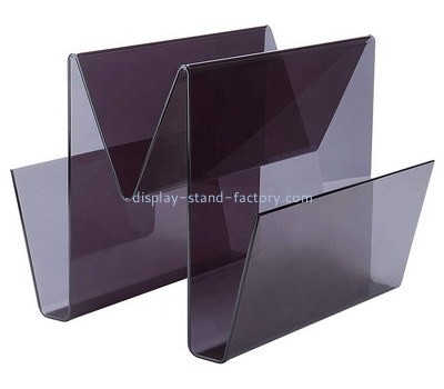 Custom freestanding modern acrylic magazine holder perspex display stand lucite file folder rack NBD-747