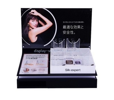 Acrylic factory customize plexiglass makeup display stands lucite skincare display risers NMD-714