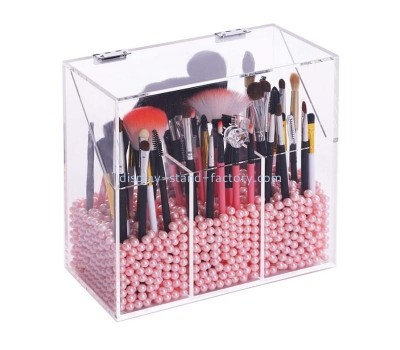 Lucite supplier customize acrylic makeup brush holder with dustproof lid NMD-732