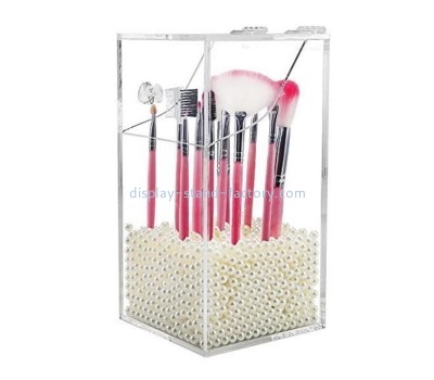 Acrylic supplier customize lucite cosmetic brush holder with lid NMD-745