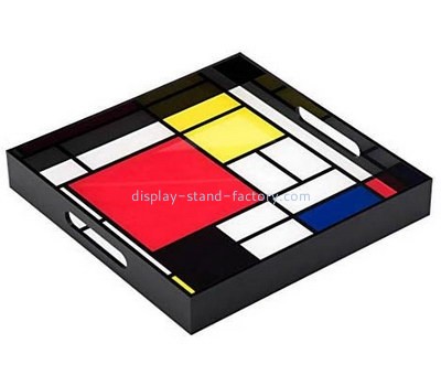 Acrylic manufacturer customize plexiglass decorative tray with handles STD-231