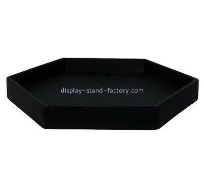 Plexiglass supplier customize black hexagon acrylic serving tray STD-259