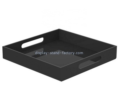​Acrylic manufacturer customize black plexiglass serving tray with handles STD-303
