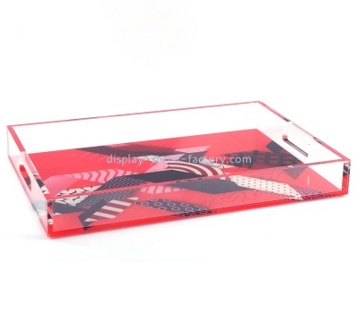 Plexiglass supplier customize acrylic decorative serving tray with handles STD-307