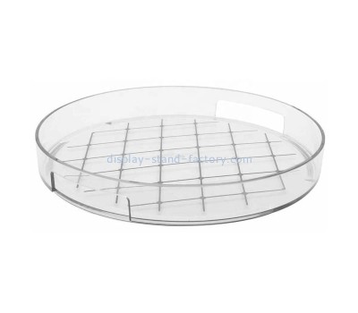 Plexiglass factory customize round acrylic serving tray with handles STD-308