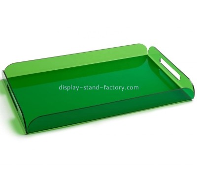 Acrylic manufacturer customize green plexiglass serving tray with handles STD-320