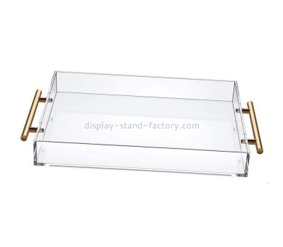 Plexiglass factory customize acrylic coffee tray with metal handles STD-332