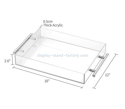 Acrylic supplier customize lucite serving tray with metal handles STD-337