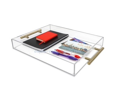 Plexiglass supplier custom acrylic organizer tray with metal handle STD-371