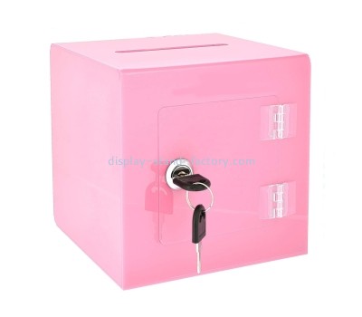Custom acrylic transparent donation box pink donation box fundraising collection containers NAB-068