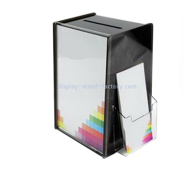 Suggestion box supplier customized black acrylic ballot box with sign holder NAB-255