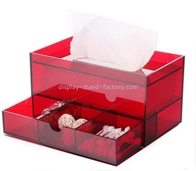 Red acrylic tissue box with 3 grids drawers box NAB-1101