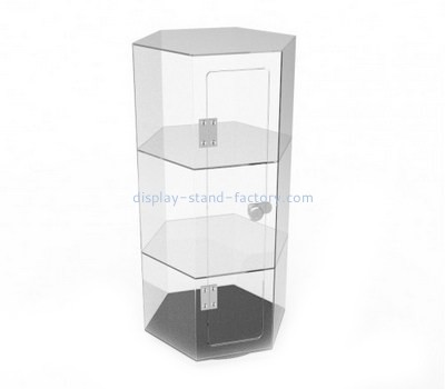 Custom 3 tiered hexagon acrylic locking cabinet NAB-1225