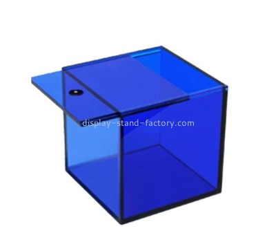 Custom acrylic sliding lid box blue plexiglass storage box NAB-1778