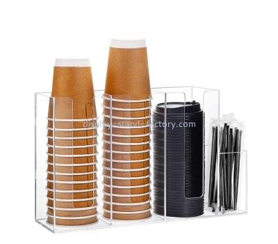 Lucite display supplier custom acrylic 4 compartments coffee cup & lid storage organizer holder NFD-375