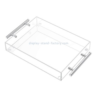Perspex display manufacturer custom acrylic decorative serving tray with metal handles STD-416