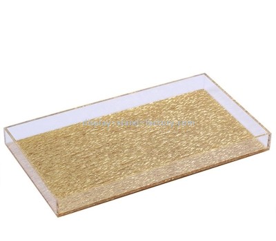 China acrylic supplier custom gold plexiglass desktop storage holder box STD-421