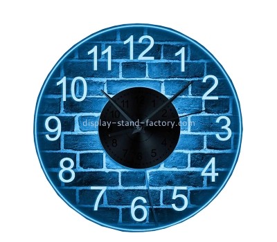 Acrylic products supplier custom plexiglass LED lighting wall time clock NLD-073