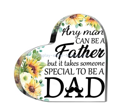 China perspex manufacturer custom acrylic heart dads plaque grateful gifts NBL-218