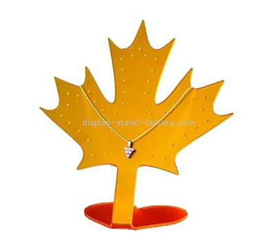 Plexiglass products supplier custom acrylic maple leaf shape earring necklace display rack NJD-266