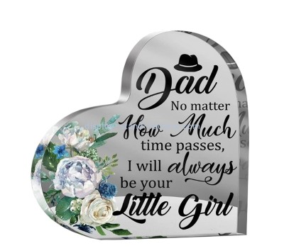 Lucite item supplier custom acrylic heart Dads plaque gifts NLC-108