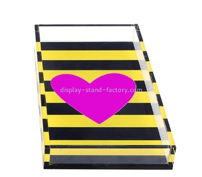 Lucite products supplier custom acrylic organizer tray with pattern painting STD-424