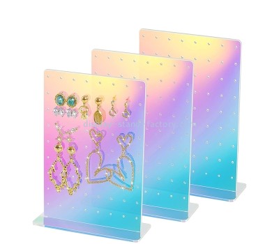 Plexiglass display manufacturer custom rainbow acrylic ear studs jewelry rack stand NJD-278