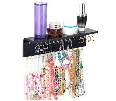 China perspex manufacturer custom acrylic jewelry organizer wall mounted with hooks NJD-286