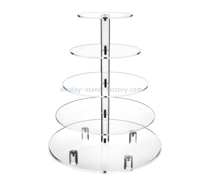 Custom clear acrylic 5 tier cake pastry platter display holder for wedding NFD-400