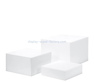 Custom glossy white acrylic cube display risers NLC-125